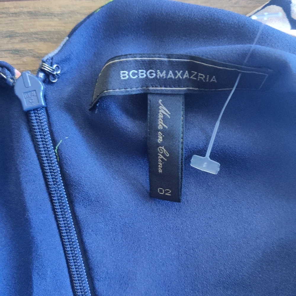 *BCBGMAXAZRIA Jessica Floral Handkerchief Hem Dress Navy Ink Floral Sleeveless S - Picture 7 of 9